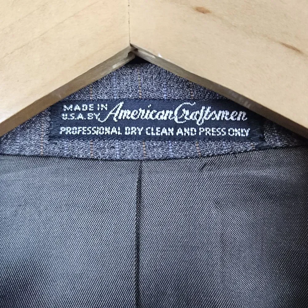 Andhurst Custom Collection Men's Blazer Size 38R Gray/Brown Pinstriped‎ 2-Button